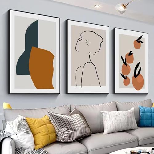 JS Ellie Modernes Wanddeko-Set mit gerahmtem Triptychon, stilvolle Retro-Dekormalerei, stanzfrei und einfach anzubringen, geeignet für Wohnzimmer, Schlafzimmer, Arbeitszimmer, Größen JS Ellie Modernes Wanddeko-Set mit gerahmtem Triptychon, stilvolle Retro-Dekormalerei, stanzfrei und einfach anzubringen, geeignet für Wohnzimmer, Schlafzimmer, Arbeitszimmer, Größen von JS Ellie