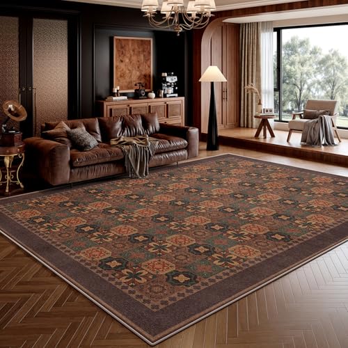 JS Ellie Retro-Wohnzimmerteppich, perfekt passend zu Holzböden, schmutzabweisend und Abriebfest, mit Rutschfester Rückseite, pflegeleicht, geeignet für Nachttische, Sofas und Balkone C 200 * 300cm von JS Ellie