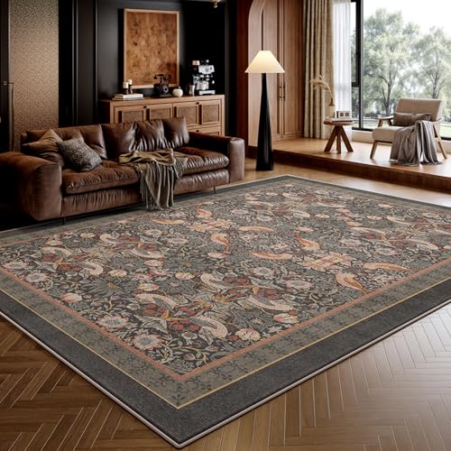 JS Ellie Retro-Wohnzimmerteppich, perfekt passend zu Holzböden, schmutzabweisend und Abriebfest, mit Rutschfester Rückseite, pflegeleicht, geeignet für Nachttische, Sofas und Balkone E 180 * 250cm von JS Ellie