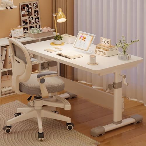 JS Ellie Verstellbares Schreibtisch- und Stuhlset, Schreibtischhöhenverstellung per Handkurbel, wirbelsäulenschonender Stuhl mit Armlehnen und Rollen, stabile Tragkraft von 300 kg 120cm JS Ellie Verstellbares Schreibtisch- und Stuhlset, Schreibtischhöhenverstellung per Handkurbel, wirbelsäulenschonender Stuhl mit Armlehnen und Rollen, stabile Tragkraft von 300 kg 120cm von JS Ellie