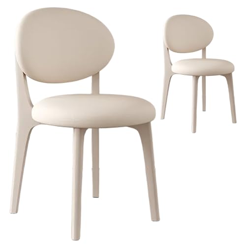 Moderne Esszimmerstühle aus Kunstleder, gepolstert, mit gepolsterter Sitzfläche und Holzbeinen, rund, stilvoll, bequeme Rückenlehne, Esszimmerstuhl für Esszimmer, Wohnzimmer, Büro, Arbeitszimmer, 4 von JS Ellie