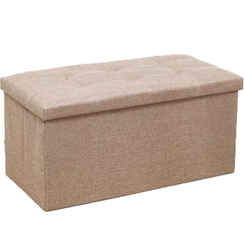 Ottoman Fußhocker, quadratische Aufbewahrungsbox mit großem Fassungsvermögen, faltbarer Schuhhocker für den Eingangsbereich, verdicktes Baumwoll- und Leinenmaterial, belastbar bis 200 kg H 76cm von JS Ellie