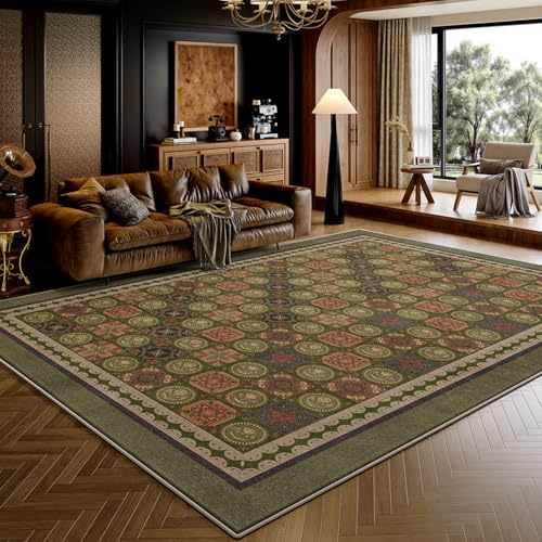 Retro-Wohnzimmerteppich, perfekt passend zu Holzböden, schmutzabweisend und abriebfest, mit rutschfester Rückseite, pflegeleicht, geeignet für Nachttische, Sofas und Balkone A 180 * 250cm von JS Ellie