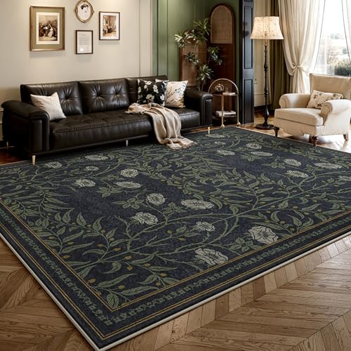 Retro-Wohnzimmerteppich, perfekt passend zu Holzböden, schmutzabweisend und abriebfest, mit rutschfester Rückseite, pflegeleicht, geeignet für Nachttische, Sofas und Balkone B 160 * 240cm von JS Ellie