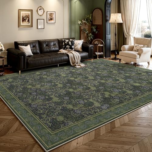Retro-Wohnzimmerteppich, perfekt passend zu Holzböden, schmutzabweisend und abriebfest, mit rutschfester Rückseite, pflegeleicht, geeignet für Nachttische, Sofas und Balkone G 140 * 200cm von JS Ellie