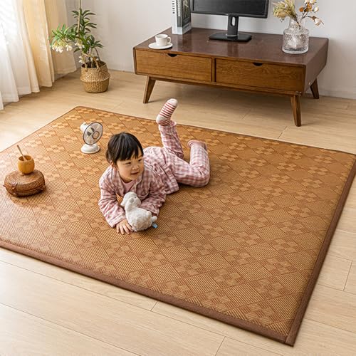 Wohnzimmerteppich, Faltbare Matte, Rattan-Nickerchenmatte, Rattan-handgewebte Kinderkrabbelmatte, Spielmatte, Tatami-Matratze gefüllt mit hochdichtem Schwamm, hellbraune Nachttischmatte A 32*79" Wohnzimmerteppich, Faltbare Matte, Rattan-Nickerchenmatte, Rattan-handgewebte Kinderkrabbelmatte, Spielmatte, Tatami-Matratze gefüllt mit hochdichtem Schwamm, hellbraune Nachttischmatte A 32*79" von JS Ellie