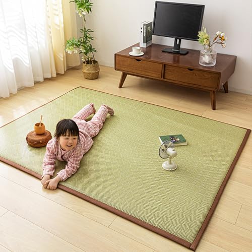 Wohnzimmerteppich, Faltbare Matte, Rattan-Nickerchenmatte, Rattan-handgewebte Kinderkrabbelmatte, Spielmatte, Tatami-Matratze gefüllt mit hochdichtem Schwamm, hellbraune Nachttischmatte C 71*79" Wohnzimmerteppich, Faltbare Matte, Rattan-Nickerchenmatte, Rattan-handgewebte Kinderkrabbelmatte, Spielmatte, Tatami-Matratze gefüllt mit hochdichtem Schwamm, hellbraune Nachttischmatte C 71*79" von JS Ellie