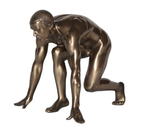 Deko Figur Body Talk Kollektion Nackter Mann kniend H 13 cm Athlet Läufer Startposition Skulptur Parastone von JS Garten Deko