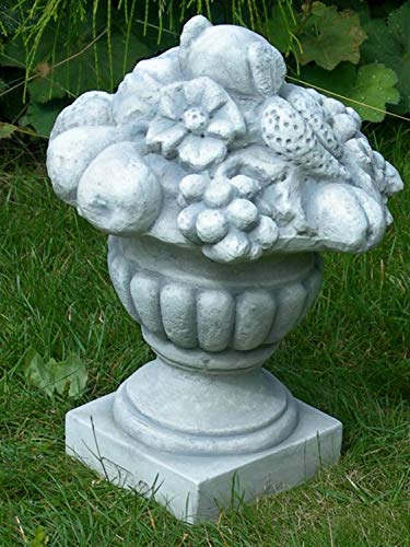 Dekorationselement Amphore mit Früchten Dekofigur Gartendeko Garten Deko Gartenfigur Gartenskulptur Höhe 35 cm aus Beton von JS Garten Deko