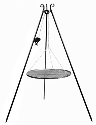 Dreibein mit Kurbel H 180 cm mit Grillrost Ø 80 cm aus Rohstahl Schwenkgrill Grill Grillständer CookKing von JS Garten Deko