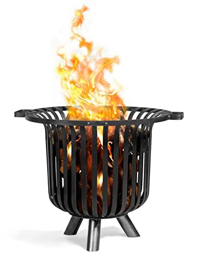 Feuerkorb Verona Ø 60 cm Feuerstelle für den Garten oder Terrasse aus Stahl Feuersäule als Wärmequelle oder Grill CookKing von JS Garten Deko