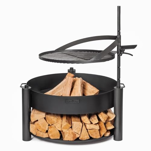 Feuerschale Montana X D 60 cm mit drehbarem Rost D 50 cm als Wärmequelle oder Grill aus Stahl CookKing von JS Garten Deko