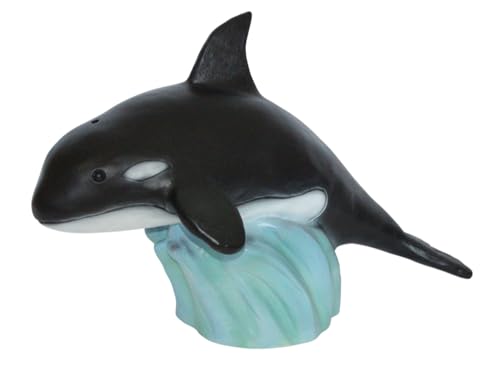Gartenfigur Orca Killerwal Deko Tierfigur aus Kunststoff auf Einer Welle als Sockel Länge 41 cm von JS Garten Deko