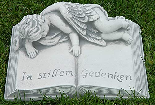 JS Garten Deko Grabschmuck Grad Schmuck Dekobuch Skulptur Dekoskulptur aus Beton Figur Buch mit Aufschrift 27cm Grabstein Grab Stein von JS Garten Deko