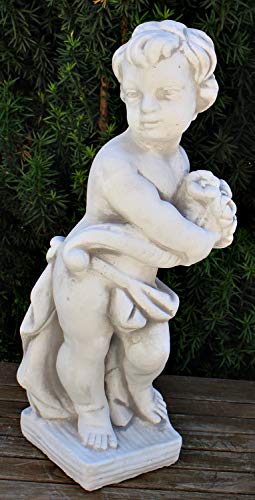 JS Garten Deko Beton Figur Statue Skulptur Putte stehend Vierjahreszeiten Frühling H 49 cm Dekofigur Gartenskulptur von JS Garten Deko
