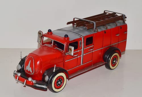 JS Garten Deko Blechauto Nostalgie Modellauto Oldtimer Feuerwehr Automarke Magirus Deutz LF 15 Modell Blech L 37cm von JS Garten Deko