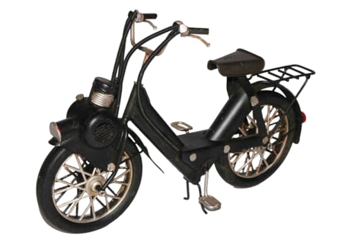 JS Garten Deko Blechmodell Mofa Oldtimer Solex Mofa-Fahrrad in schwarz Oldtimer L 25 cm aus Blech von JS Garten Deko