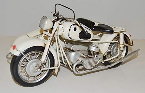 JS Garten Deko Blechmotorrad Nostalgie Modellauto Oldtimer deutsche Marke Motorrad R 60 mit Beiwagen aus Bayern Blech L 26 cm von JS Garten Deko