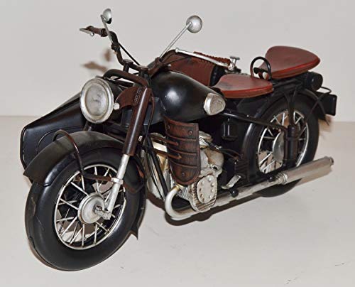 JS Garten Deko Blechmotorrad Nostalgie Modellauto Oldtimer deutsche Marke Motorrad mit Beiwagen aus Bayern Blech L 31 cm von JS Garten Deko