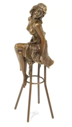 JS Garten Deko Bronzefigur Frau sitzend H 25,5 cm Frauenakt Bronzeskulptur Bronze Figur aus Bronze von JS Garten Deko