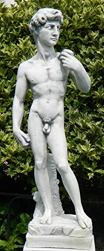 JS Garten Deko Dekoskulptur Skulptur Dekofigur Figur David von Michelangelo antik grau H 58 cm aus frostsicherem Beton von JS Garten Deko