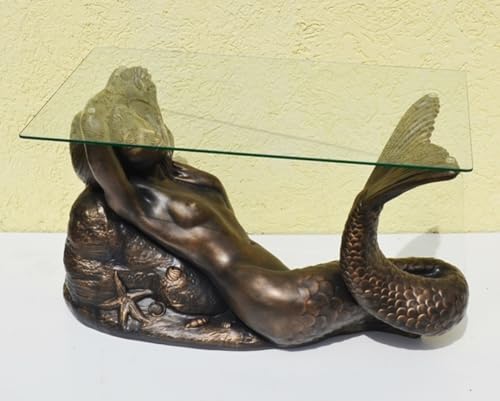 JS Garten Deko Glastisch mit Meerjungfrau Nixe Länge 80 cm aus Resin und Glas - bronzefarben JS Garten Deko Glastisch mit Meerjungfrau Nixe Länge 80 cm aus Resin und Glas - bronzefarben von JS Garten Deko