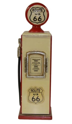 JS Garten Deko Retro Tanksäule Schrank Creme rot - Höhe 61 cm - Zapfsäule Nostalgie Regal aus Holz - Route 66 von JS Garten Deko