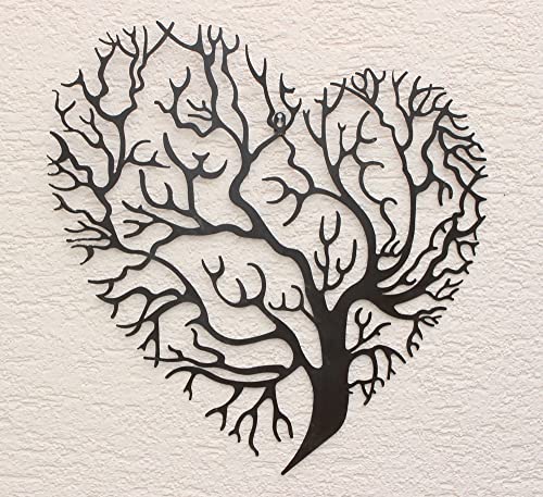 JS Garten Deko Wanddekoration Metall Baum des Lebens Herzform Satz 2 Stück H 59 cm Wanddeko Metallbild Wandverzierung von JS Garten Deko