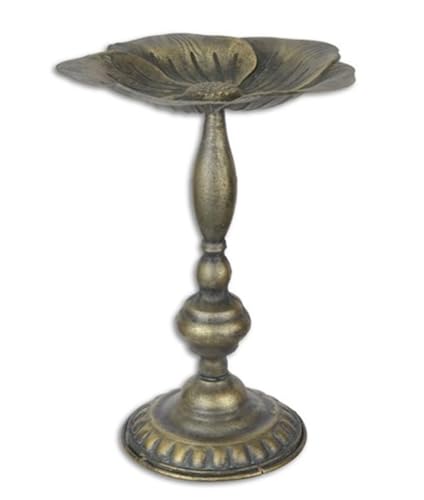 Jugendstil Vogeltränke mit Ständer aus Eisen in Bronze Romantische Gartendeko Vogelbad Höhe 34 cm von JS Garten Deko
