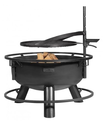 Multifunktionale Feuerschale Bandito Ø 60 cm Grillschale mit 1 drehbarem Rost aus Rohstahl CookKing von JS Garten Deko