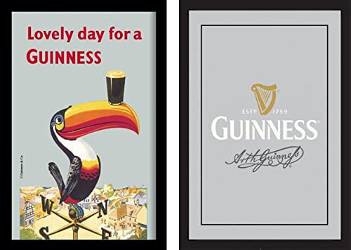 Set: 2 Spiegelbilder Guinness Bier Pelikan 20x30 cm Bar Deko Wandbilder Hinterglasdruck mit Rahmen von JS Garten Deko