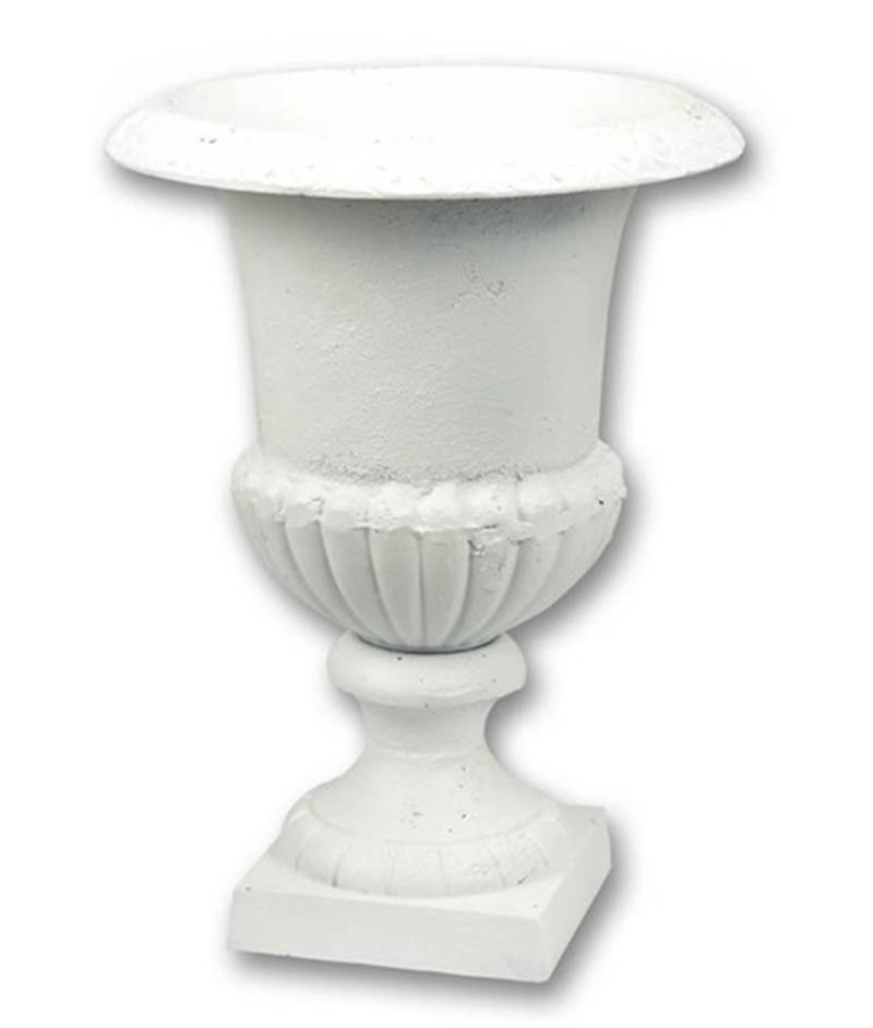 Amphore Blumentopf Weiß H 43 cm aus Gusseisen - Gartendeko Deko Vase Pflanzentopf im Barockstil von JS GartenDeko