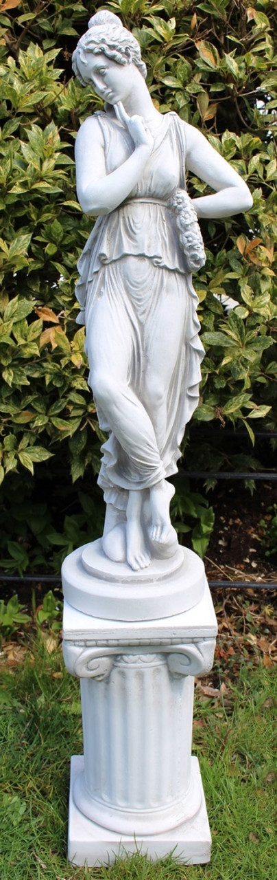 Beton Deko Figuren Statuen antike Frau auf ionischer Säule Dekofiguren und Gartenskulpturen von JS GartenDeko