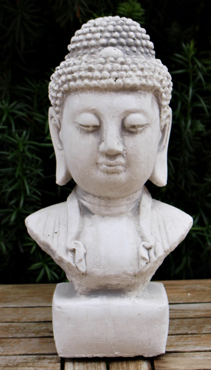 Beton Figur Staute Büste Buddha H 31 cm asiatische Dekofigur und Gartenskulptur von JS GartenDeko