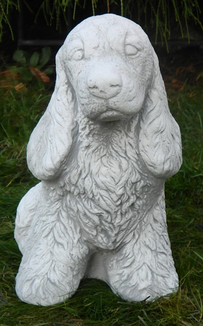 Beton Figur Hund Cocker Spaniel sitzend Hundefigur H 31 cm Dekofigur und Gartenfigur von JS GartenDeko