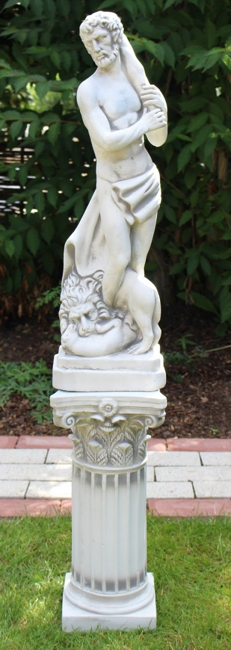 Beton Figur Skulptur Herkules auf korinthischer Säule H 109 cm Deko Statue Gartenskulptur von JS GartenDeko
