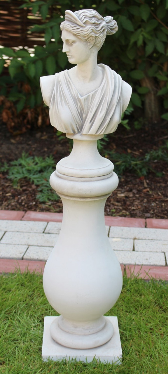 Beton Figur Skulptur Paolina Büste auf Baluster Säule H 71 cm klassische Statue Gartenskulptur von JS GartenDeko