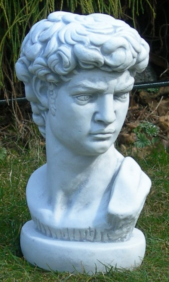 Beton Figur Statue Büste David von Michelangelo H 35 cm Dekofigur und Gartenskulptur von JS GartenDeko