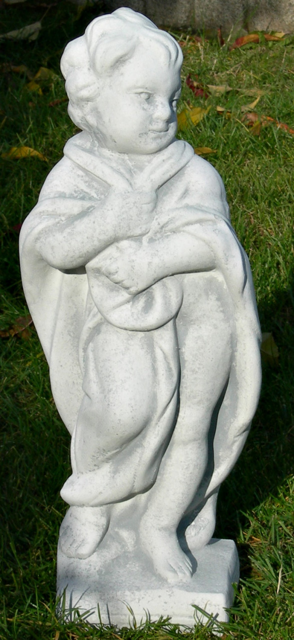 Beton Figur Statue Putte Vierjahreszeiten Winter H 50 cm Skulptur Putte Dekofigur Gartenskulptur von JS GartenDeko