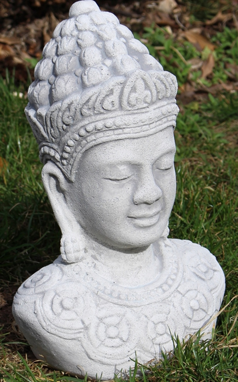 Beton Figur Statue Skulptur Buddha Büste H 29 cm Dekofigur und Gartenskulptur von JS GartenDeko