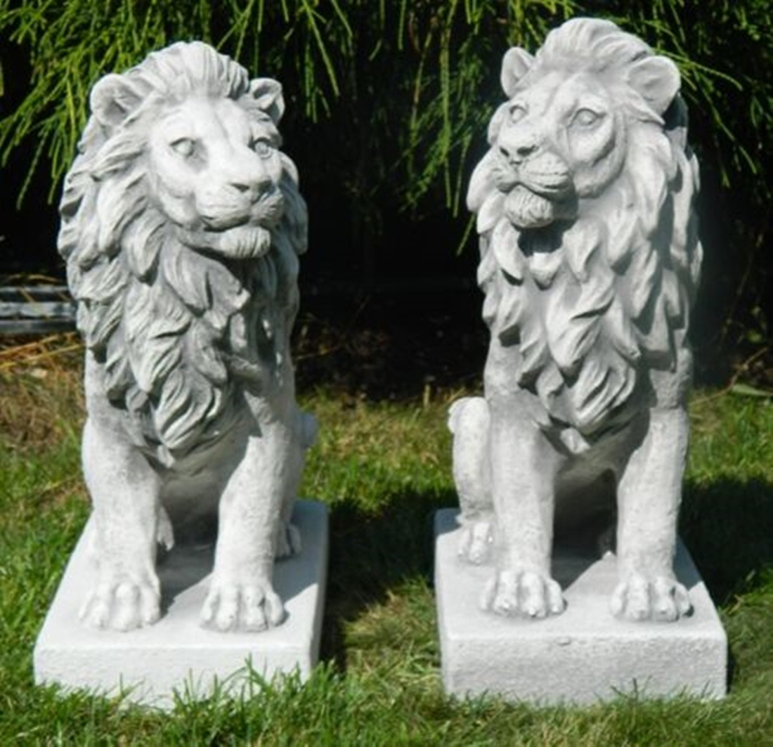 Beton Figuren Gartenfiguren Löwen rechts und links blickend H 35 cm Dekofiguren und Gartenskulpturen von JS GartenDeko