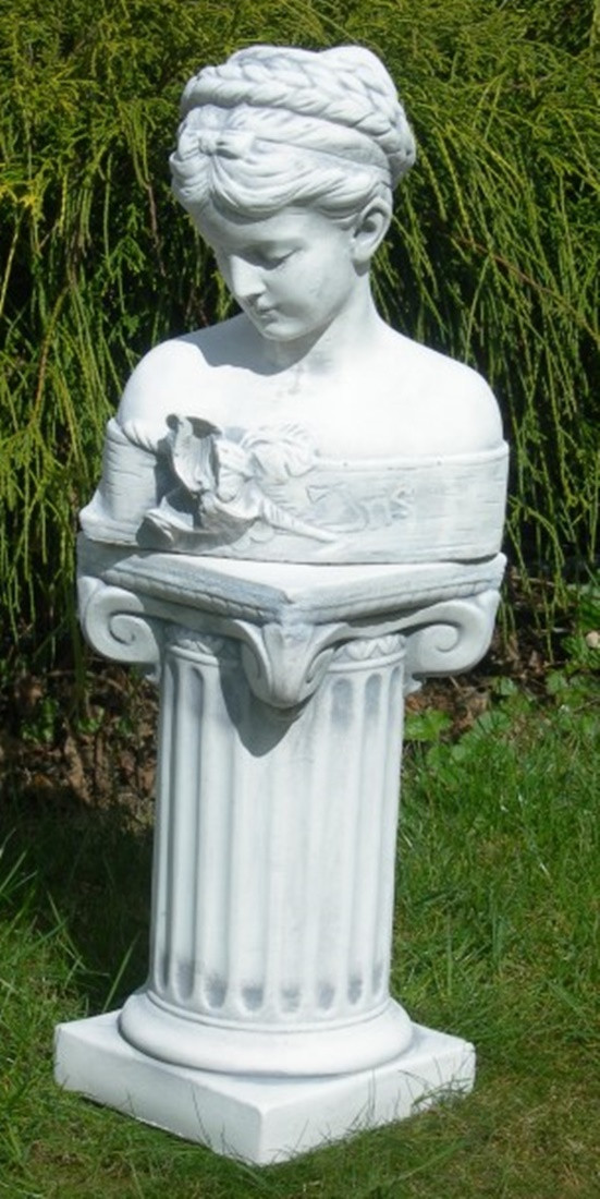 Beton Figuren Skulptur Statue Büste Iris auf ionischer Säule H 62 cm Dekofiguren und Gartenskulpture von JS GartenDeko