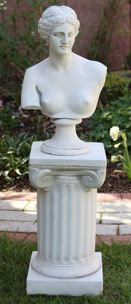 Beton Figuren Statue Büste Venus von Milo auf ionischer Säule H 66 cm Satz Gartenskulpturen von JS GartenDeko