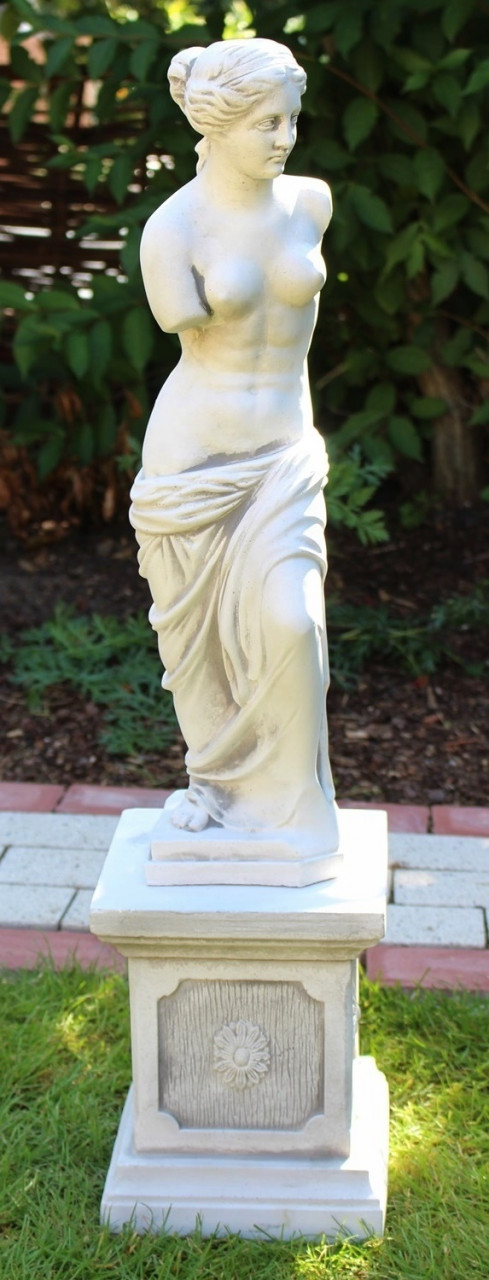 Beton Figuren Statue Skulptur Venus von Milo auf klassischer Säule H 83 cm Figuren Gartenskulpturen von JS GartenDeko