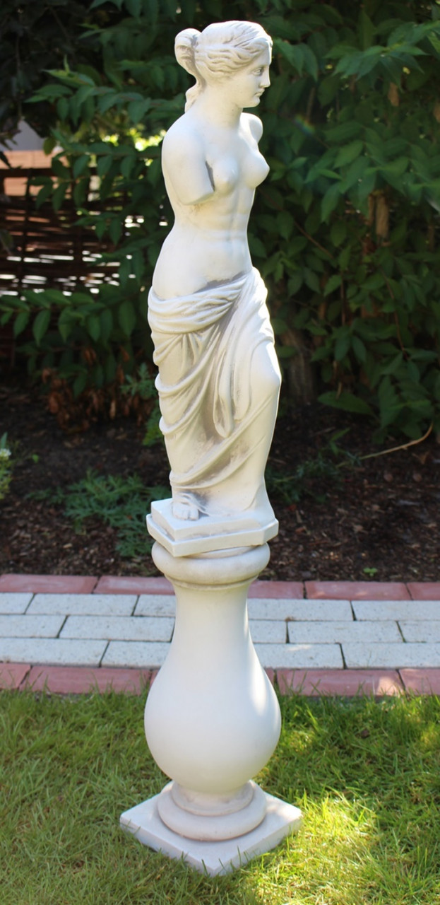 Beton Figuren Statue Skulptur Venus von Milo auf Baluster Säule H 98 cm Figuren Gartenskulpturen von JS GartenDeko