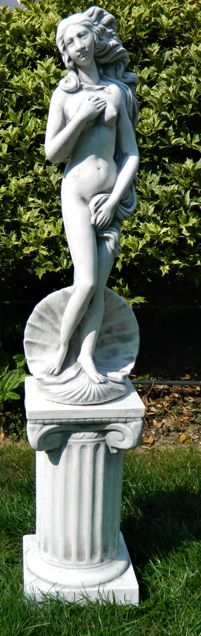 Beton Figuren Statue Venus von Botticelli auf ionischer Säule H 91 cm Dekofiguren Gartenskulpturen von JS GartenDeko