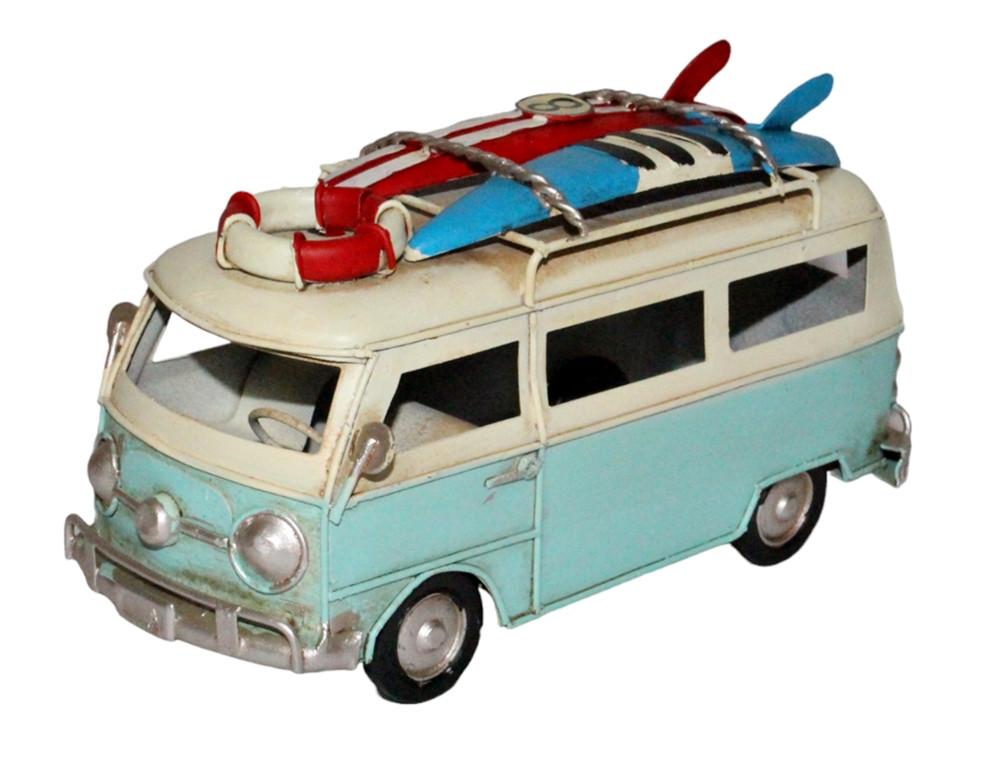 Blechauto Deko Nostalgie Modellauto Oldtimer Surfer Bulli in hellblau L 17 cm aus Blech Blechauto Deko Nostalgie Modellauto Oldtimer Surfer Bulli in hellblau L 17 cm aus Blech von JS GartenDeko