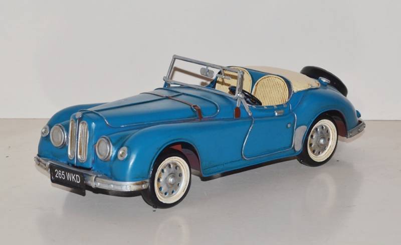 Blechauto Nostalgie Modellauto BMW 328 Touring Coupé blau Modellwagen Oldtimer L 31 cm aus Blech von JS GartenDeko