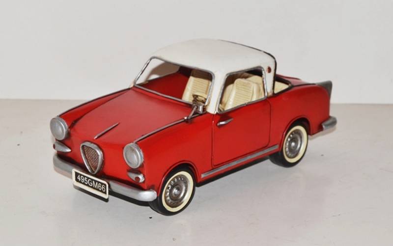 Blechauto Nostalgie Modellauto Goggo in rot Oldtimer Goggomobil TS 250 Coupe L 26 cm aus Blech von JS GartenDeko