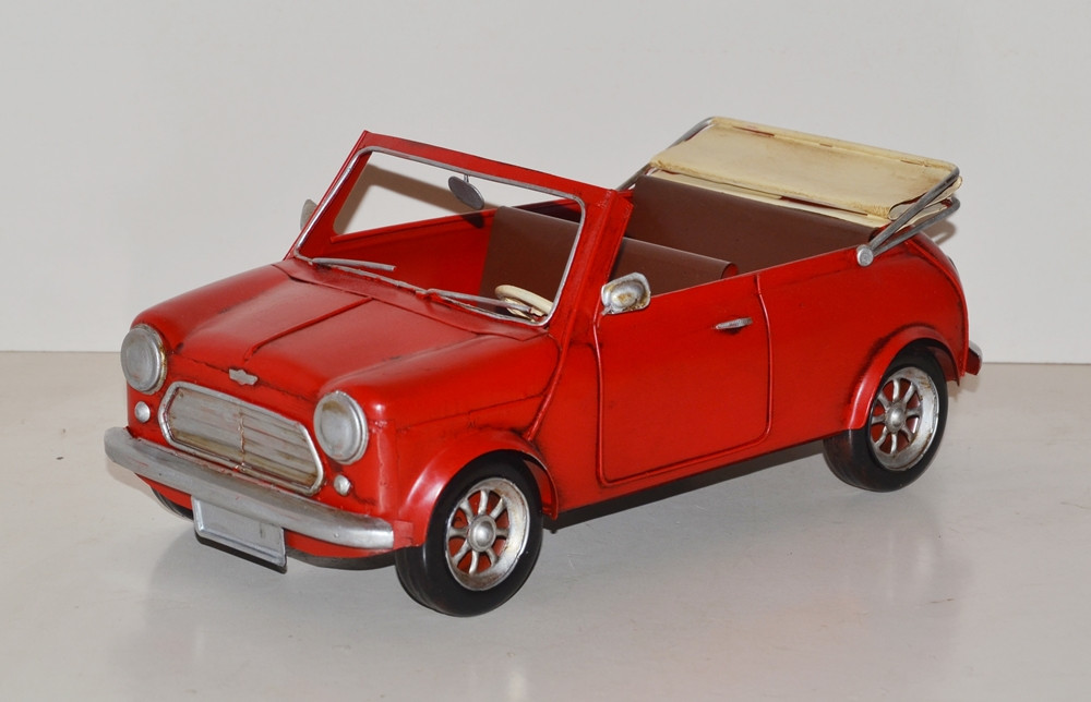Blechauto Nostalgie Modellauto Mini Cooper Cabrio rot Oldtimer L 30 cm Modellwagen aus Blech Blechauto Nostalgie Modellauto Mini Cooper Cabrio rot Oldtimer L 30 cm Modellwagen aus Blech von JS GartenDeko